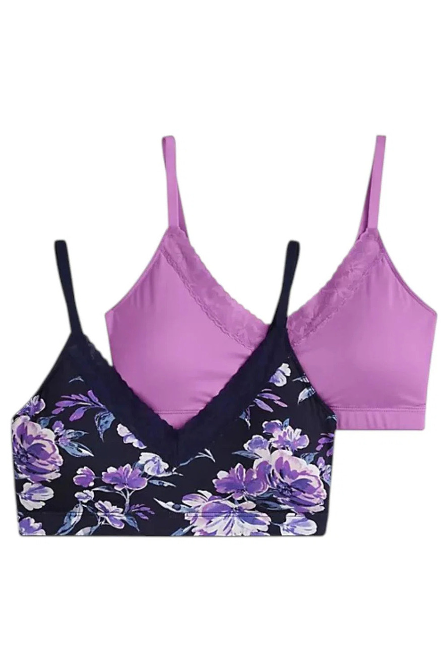 Jockey Women's 2-Pack Wirefree Micro Stretch Lace Bralette Flrl/Lvndr - Regular